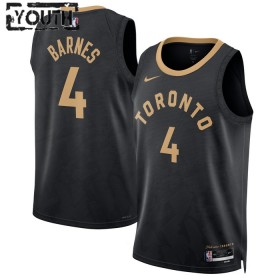 Toronto Raptors Scottie Barnes 4 Nike 2022-23 City Edition Musta Pelipaidat Swingman - Lasten
